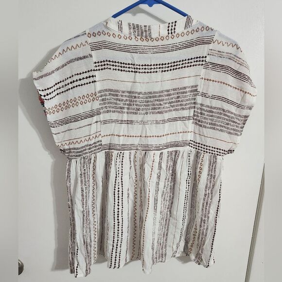 Savanna Jane Floral Embroidered Top Boho Womens  Tasseled Cap Sleeve White sz M - Picture 7 of 10